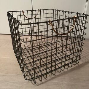 Threshold Milk Crate Wire Basket - Antique Pewter with Copper Colored Handles